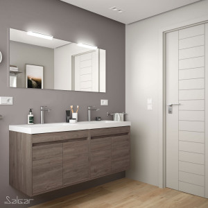 84999 SALGAR Комплект мебели для ванной NOJA 1400 4 дв. ДУБ ВЕЧНОСТЬ + Раковина + Зеркало + Свет