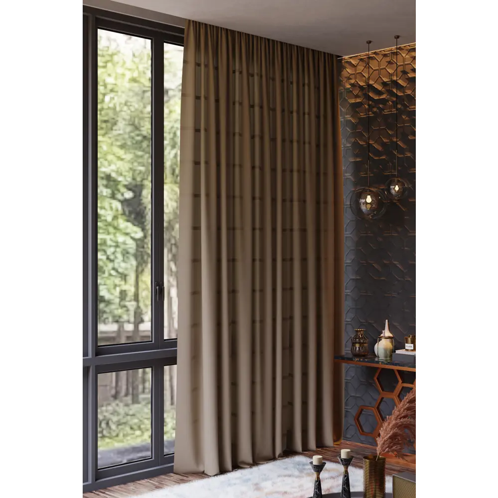Штора на ленте 140x260 см цвет бежевый GARDEN STLM-2107695