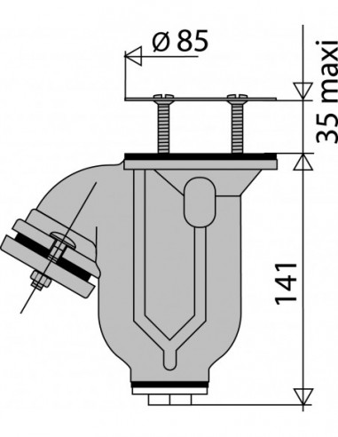 365500 000 94  Сифон-перегородка для мойки Д. 60 мм, решетка нержавеющая, чугун Valentin Сталь  - Вид №2