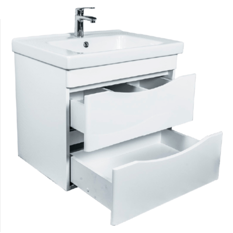 Тумба Sonic 65 см., цвет белый. 2 ящика. Закруглённые бока у фасадов. Хром ORANGE sun-id-1516942 - Вид №2