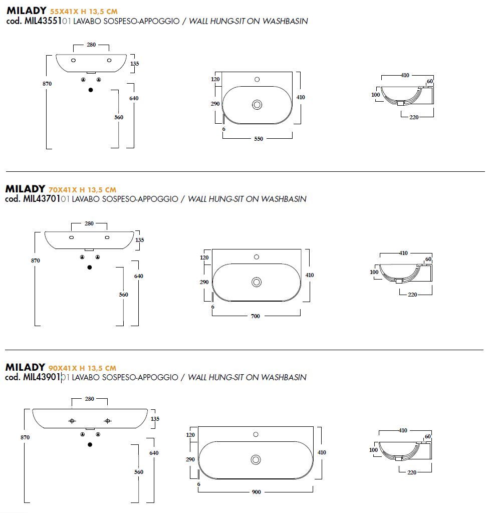 Керамическая овальная подвесная раковина Olympia Ceramica Milady ARCH-00068487 - Вид №7