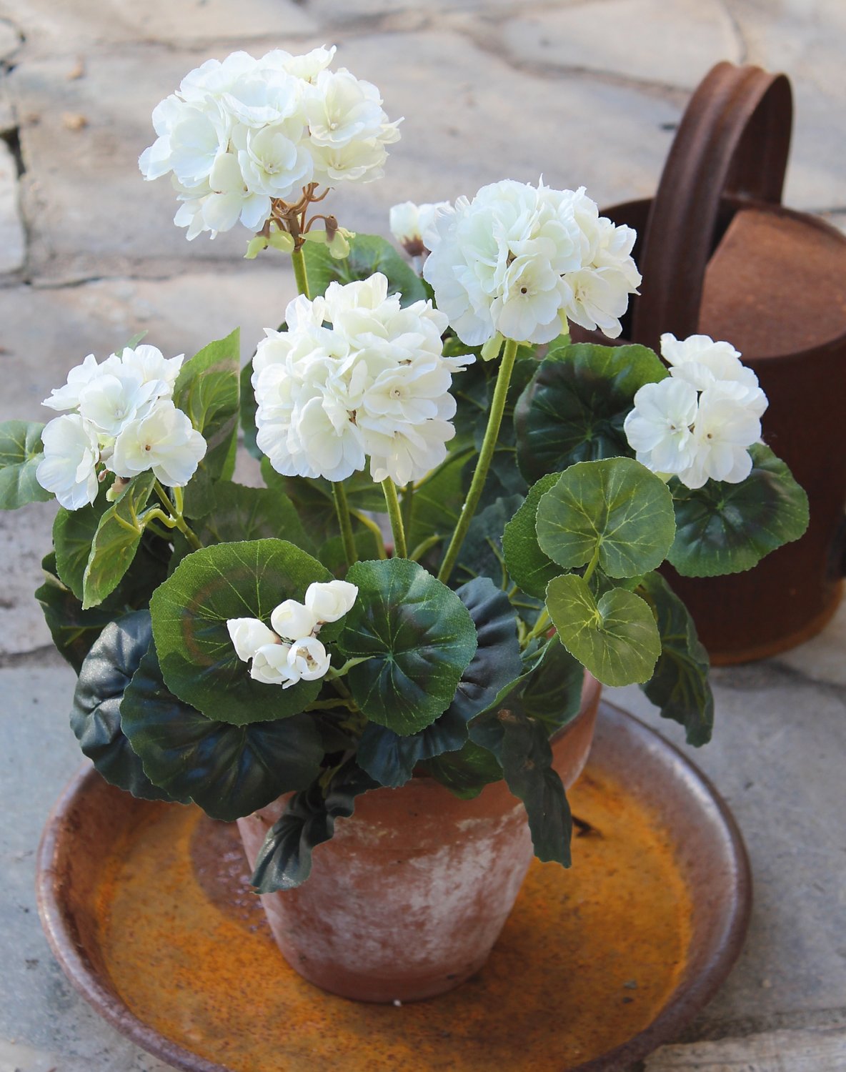 3198 777 a3 Искусственный куст герани, 38 см, белый H-andreas  - Вид №1