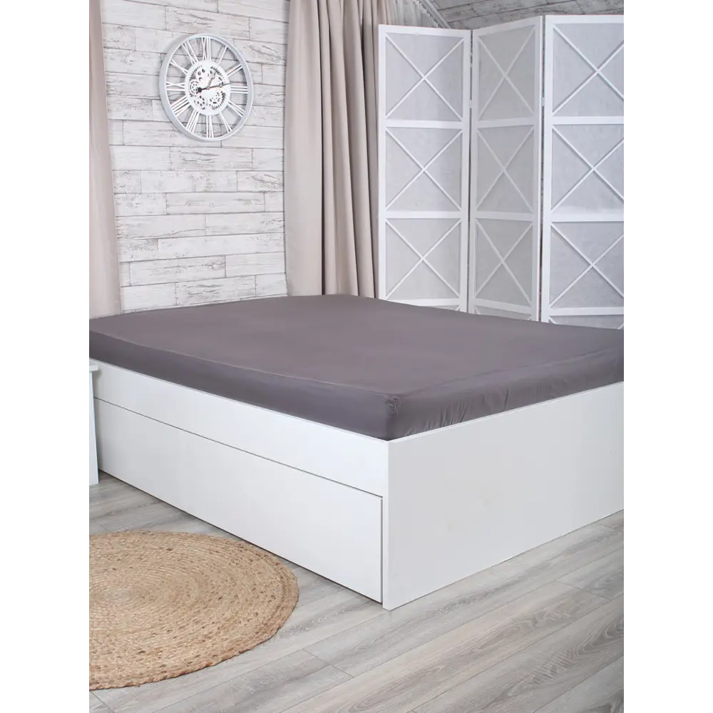 Простыня полутороспальная Mona Liza Premium 160x200x25 см сатин на резинке графитный 82493893 STLM-2048271 Santreyd  - Вид №4