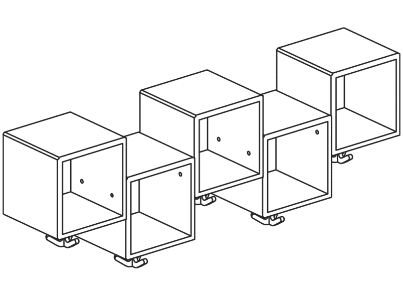 M20.03.005 Модуль рядка асимметричный, 5 мест с эластичными тройными крючками HEWI Kids - Вид №3