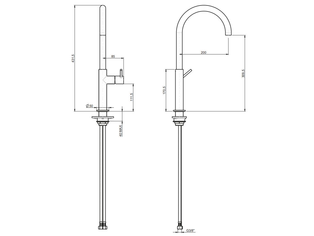 Смеситель для кухни с одной ручкой Rubinetterie Frattini Pepe XL ARCH-00105426 - Вид №3