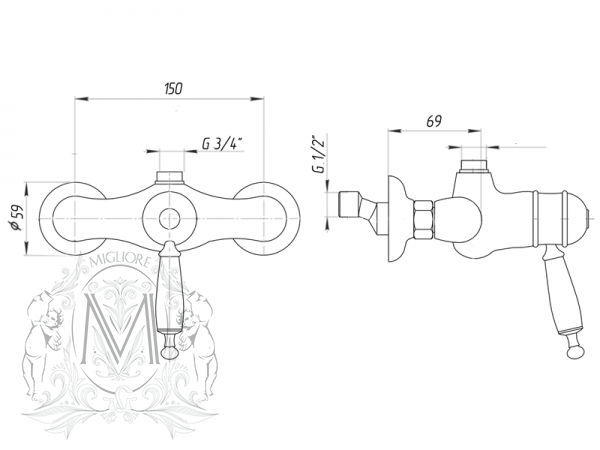 ML.OXF-6337.BI.CR Смеситель Migliore Oxford - Вид №1