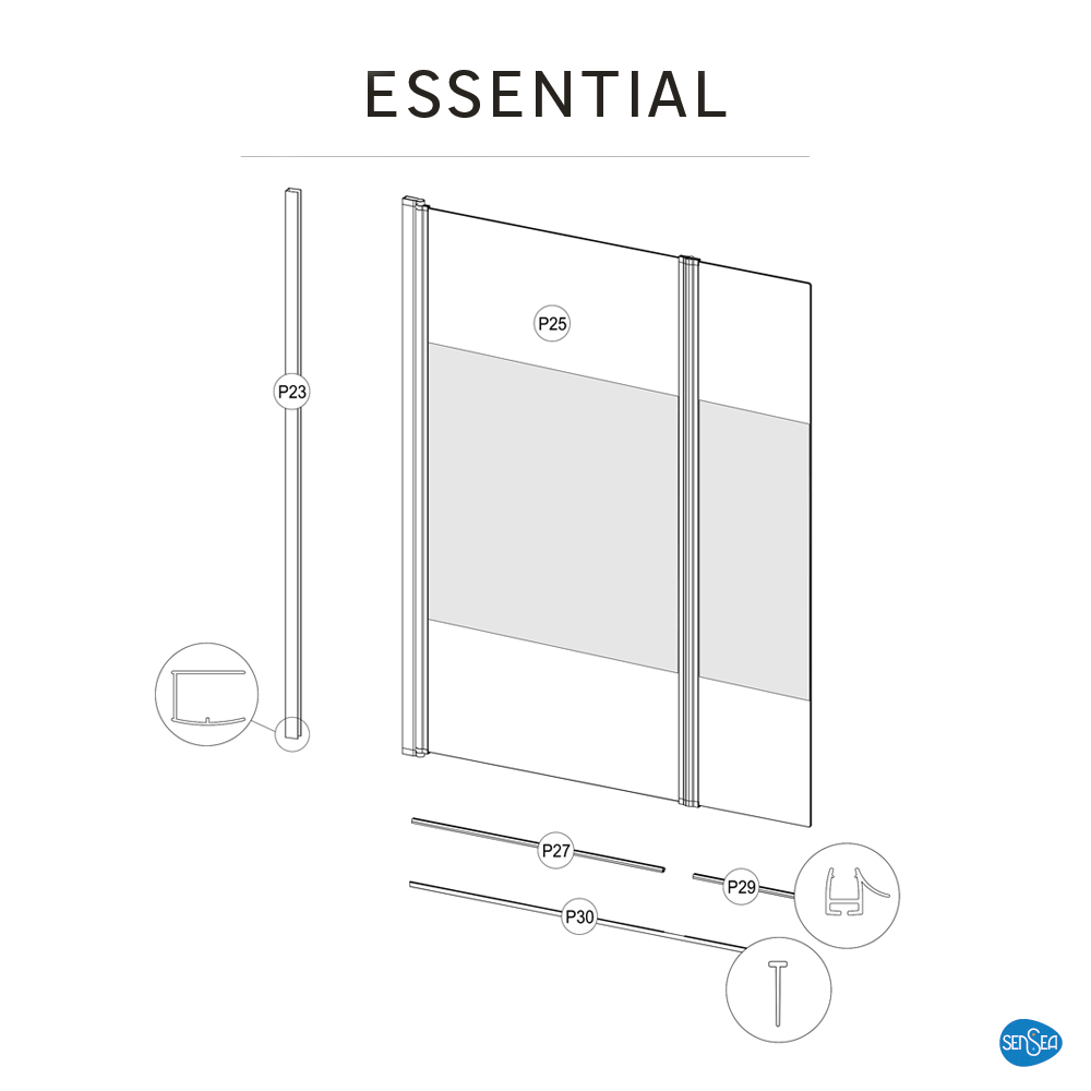 82603393 Ширма на ванну Essential поворотный 140 см цвет серый STLM-0031277 SENSEA  - Вид №6