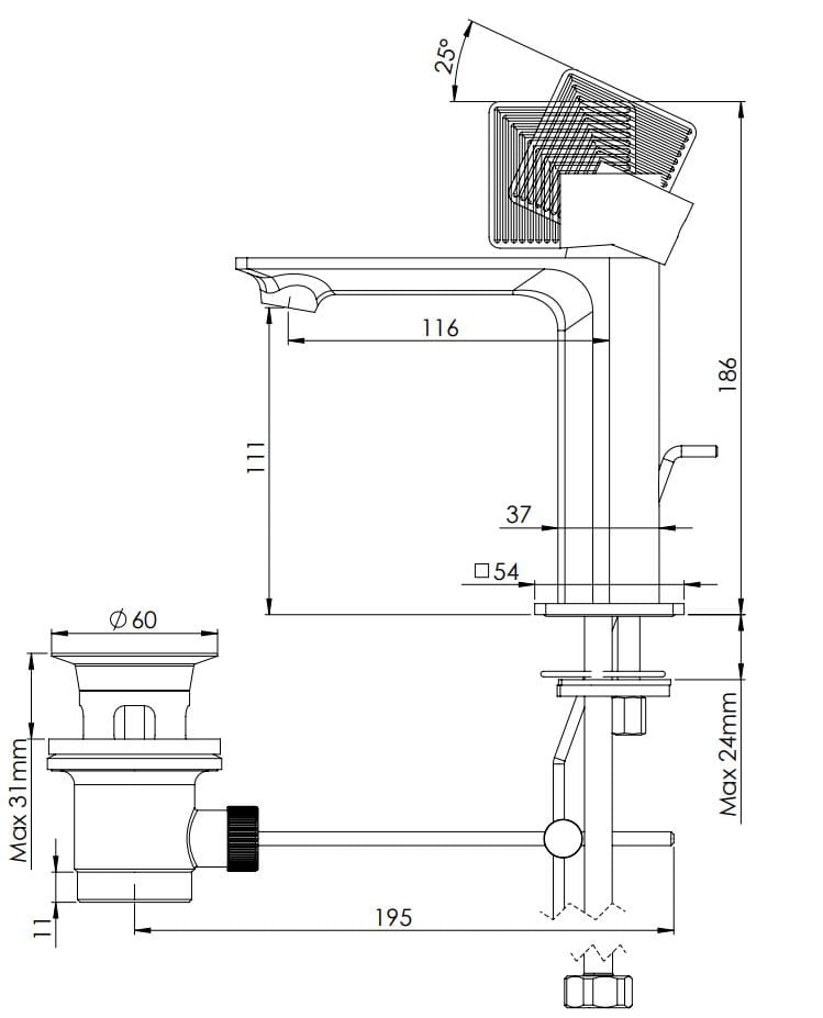 Однорычажный смеситель для раковины Daniel Rubinetterie Stellar ARCH-00150534 - Вид №5