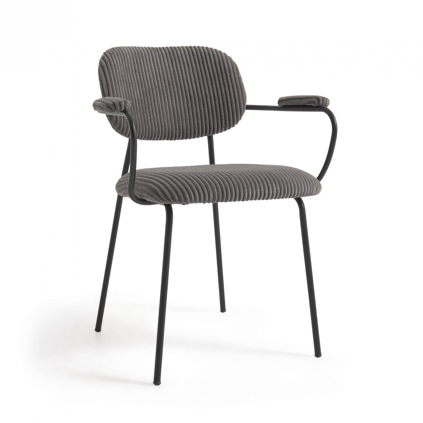 108354 Стул с темно-серым вельветом и черным металлом La Forma Auxtina  - Вид №4