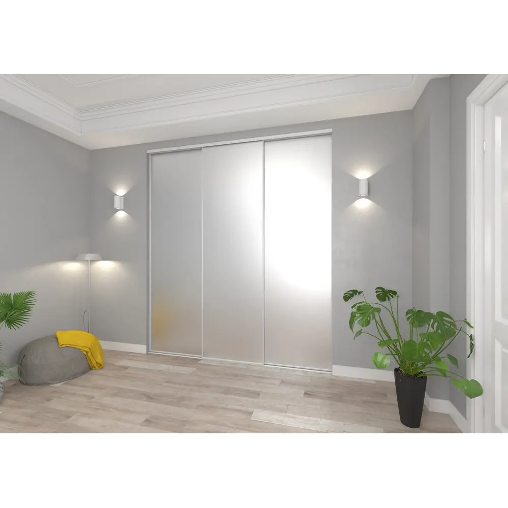 Дверь-купе KONSENSA 255.5x70.4 см с матовым зеркалом профиль белый узкий STLM-2121057 - Вид №9
