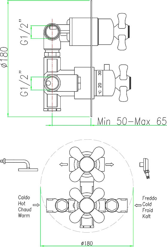 AM970903010 Смеситель для душа , золото Webert Armony - Вид №1