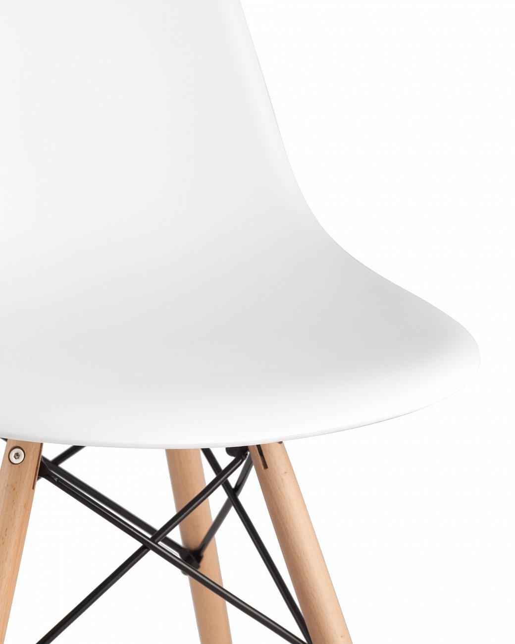 Стул со спинкой белый с деревянными ножками Eames EAMES ДИЗАЙНЕРСКИЕ, EAMES DSW 00-3881999 Белый  - Вид №4