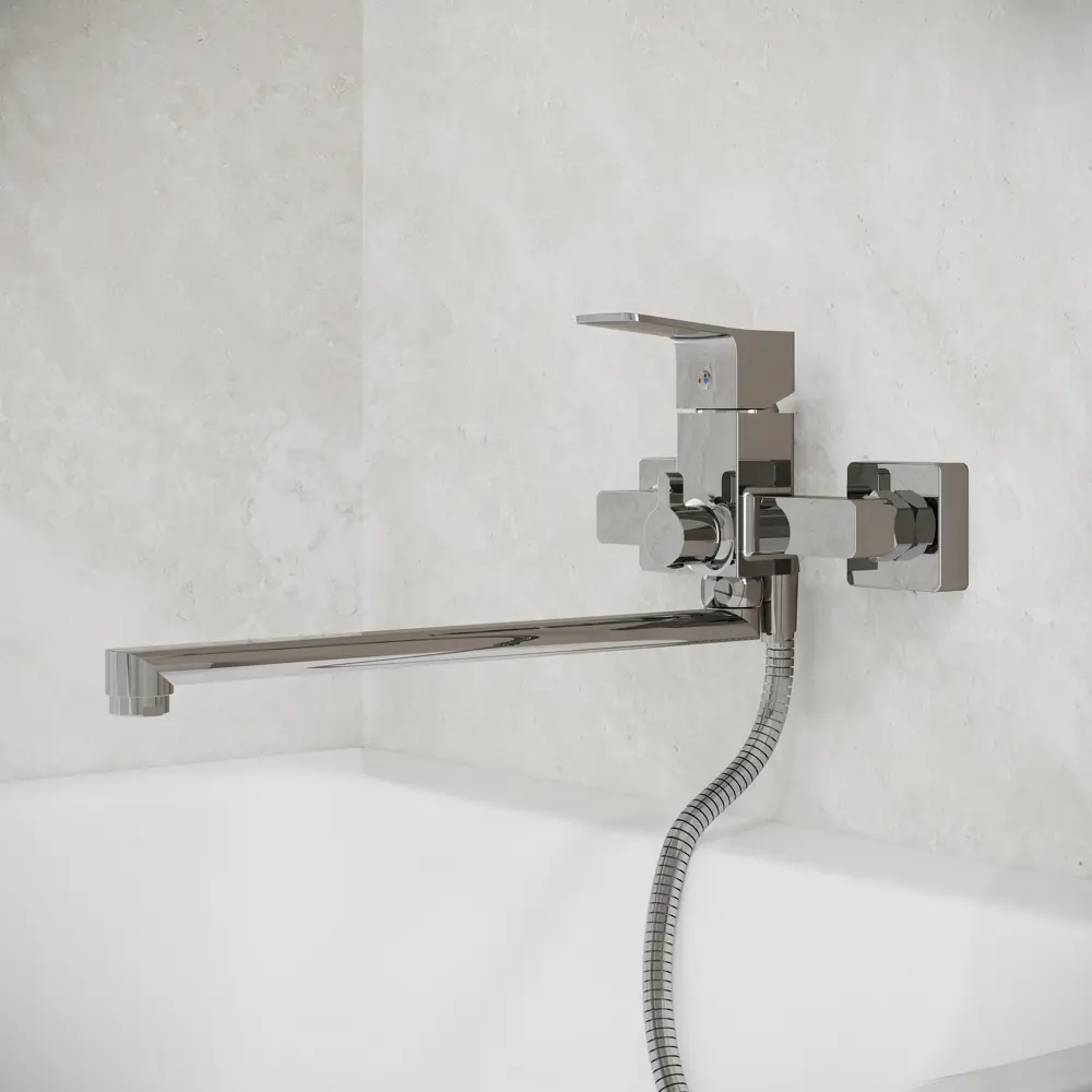 89398609 Смеситель для ванны Iddis BRESB00i10 однорычажный с лейкой и шлангом цвет хром STLM-1577823 - Вид №1