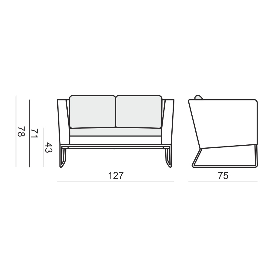 Диван Clark, двухместный, светло-серый Sits S1114 - Вид №8
