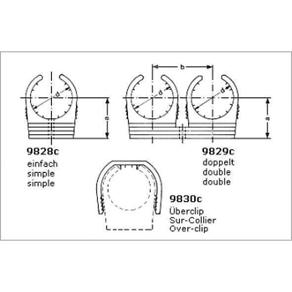 798278 SANHA 9827C клипса для медных труб двойная 8 мм  - Вид №1