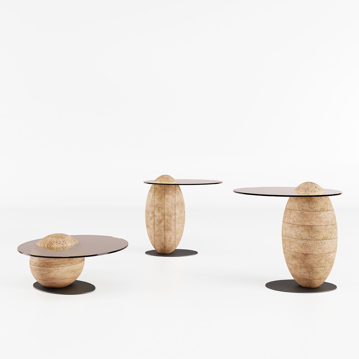 Низкий овальный журнальный столик из дерева и стекла Bizzotto Italia Нара ARCH-00126522 - Вид №3