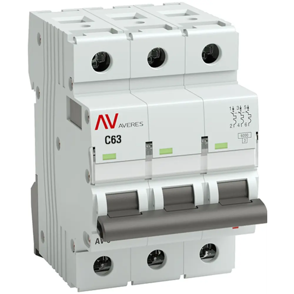 Автоматический выключатель EKF AV-6 3P C63A для защиты электроцепей 82502623 STLM-0028831