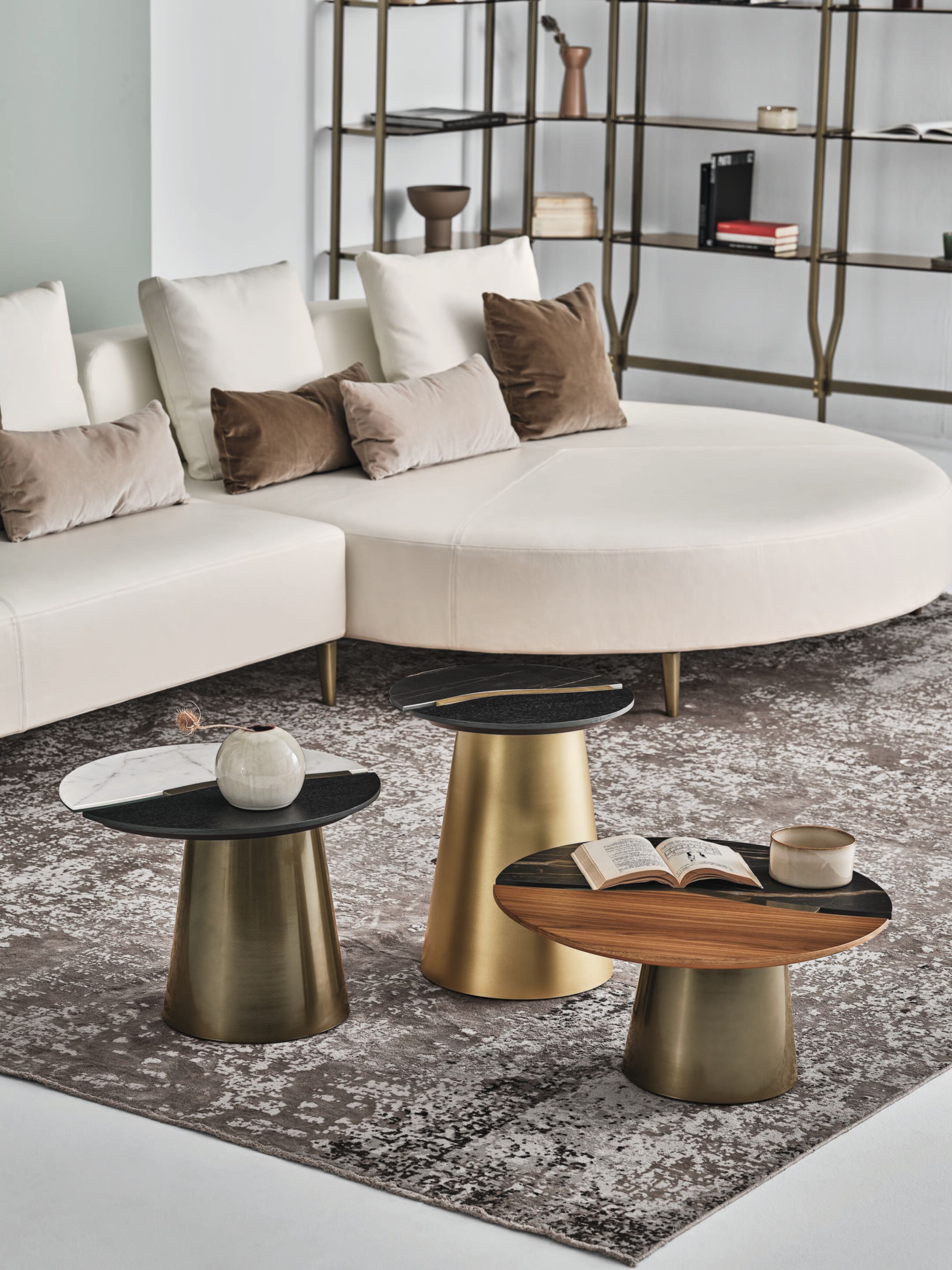 Круглый металлический журнальный столик с столешницей из Супермармо и дерева Bontempi Casa YANG ARCH-00136008 - Вид №2