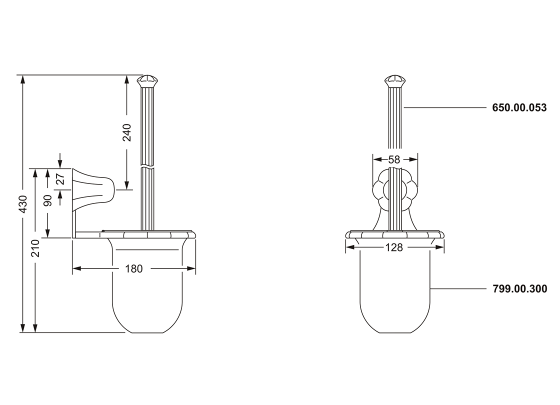 Туалетный ёршик с настенным держателем JOERGER Ramses 611.00.000.000 - Вид №1