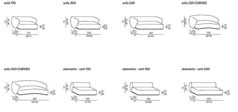 Изогнутый диван из ткани Meridiani Рене ARCH-00039465 - Вид №2