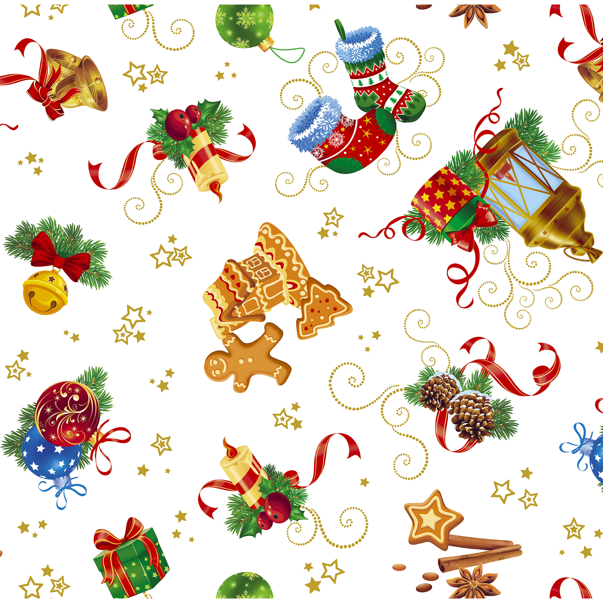 82912666 Скатерть «Новый год», прямоугольная, 160x135 см, цвет белый Мажор Santreyd 