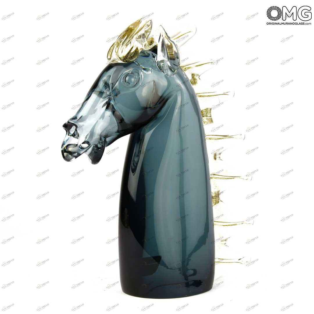 3878 ORIGINALMURANOGLASS Скульптура Голова коня - муранское стекло OMG 7 см 