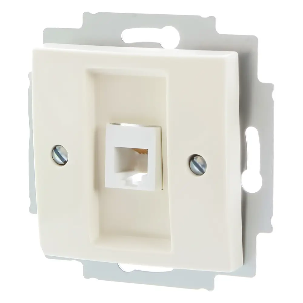 Телефонная розетка встраиваемая ABB Basic 55 RJ11, цвет бежевый 13596181 STLM-2039718 Basic55