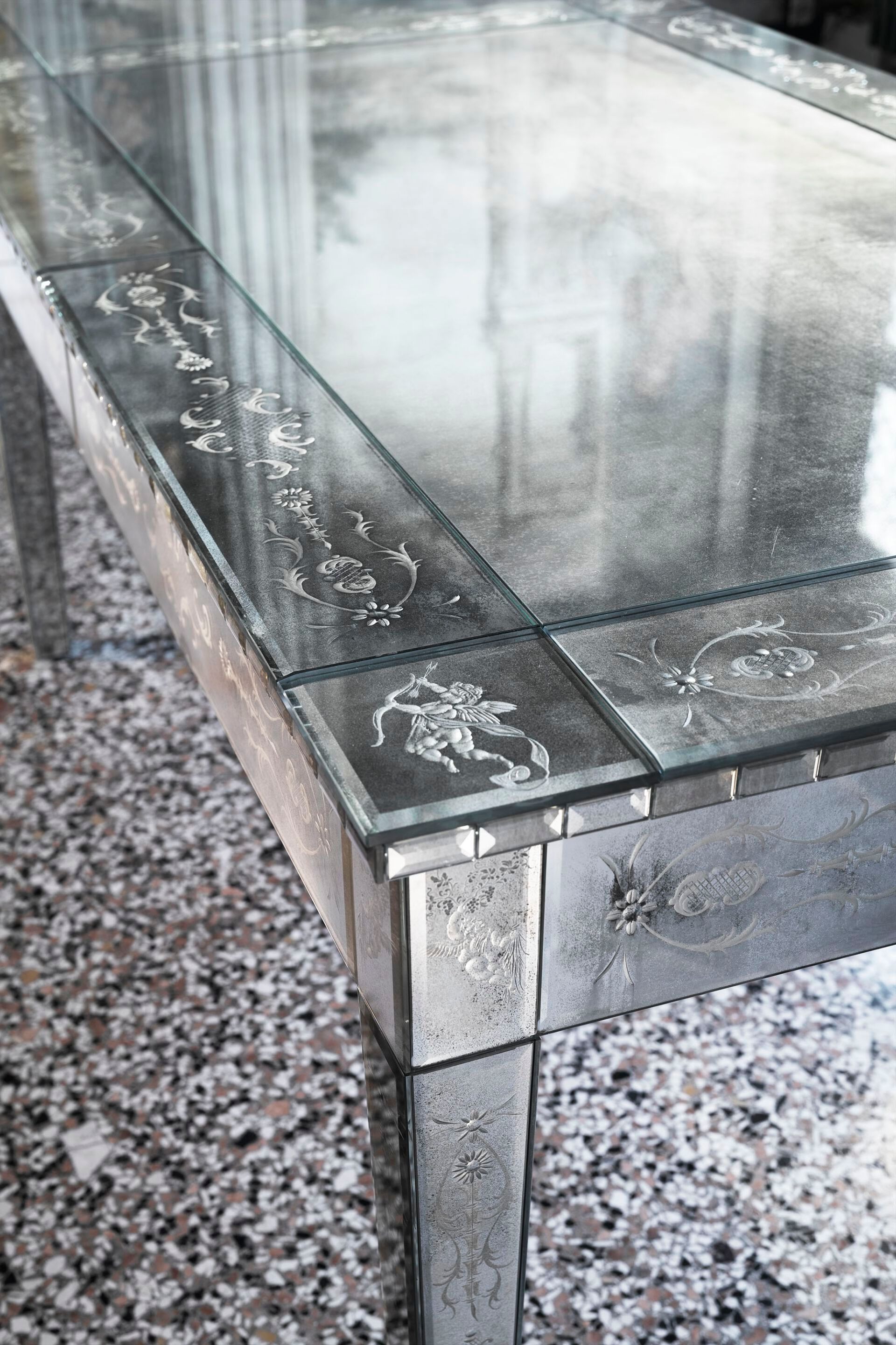 Прямоугольный стол из дерева и стекла ARTE VENEZIANA CUPIDO ARCH-00152790