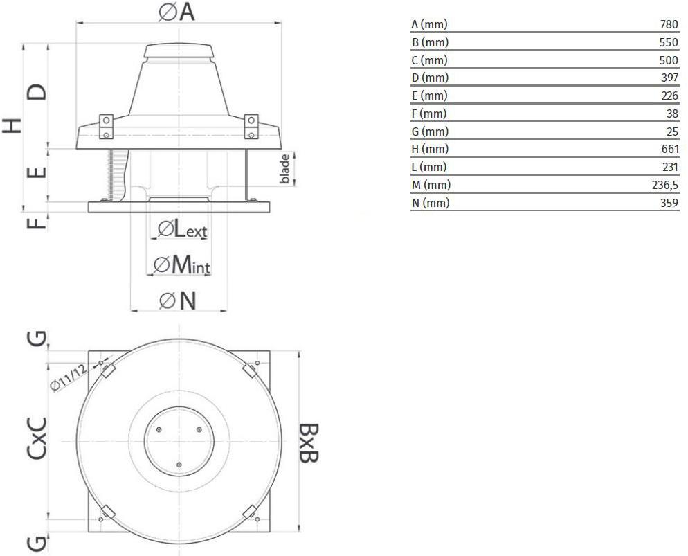 Vortice Центробежный крышный вентилятор для удаления горячего дыма Torrette tr-ed 15043 - Вид №1