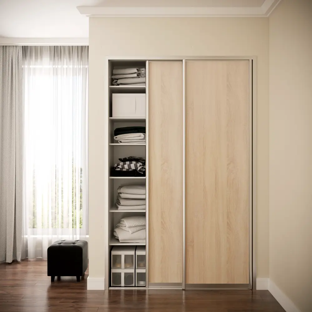 Дверь-купе Spaceo для шкафа 2555×704 мм в цвете дуб сонома/серебро 18833633 STLM-0013078 - Вид №5