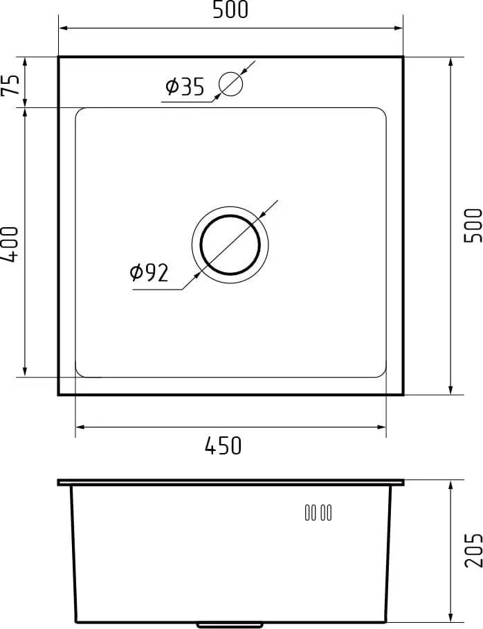 Кухонная мойка Нержавеющая сталь METAL S261 GranFest 5050-S261 - Вид №1