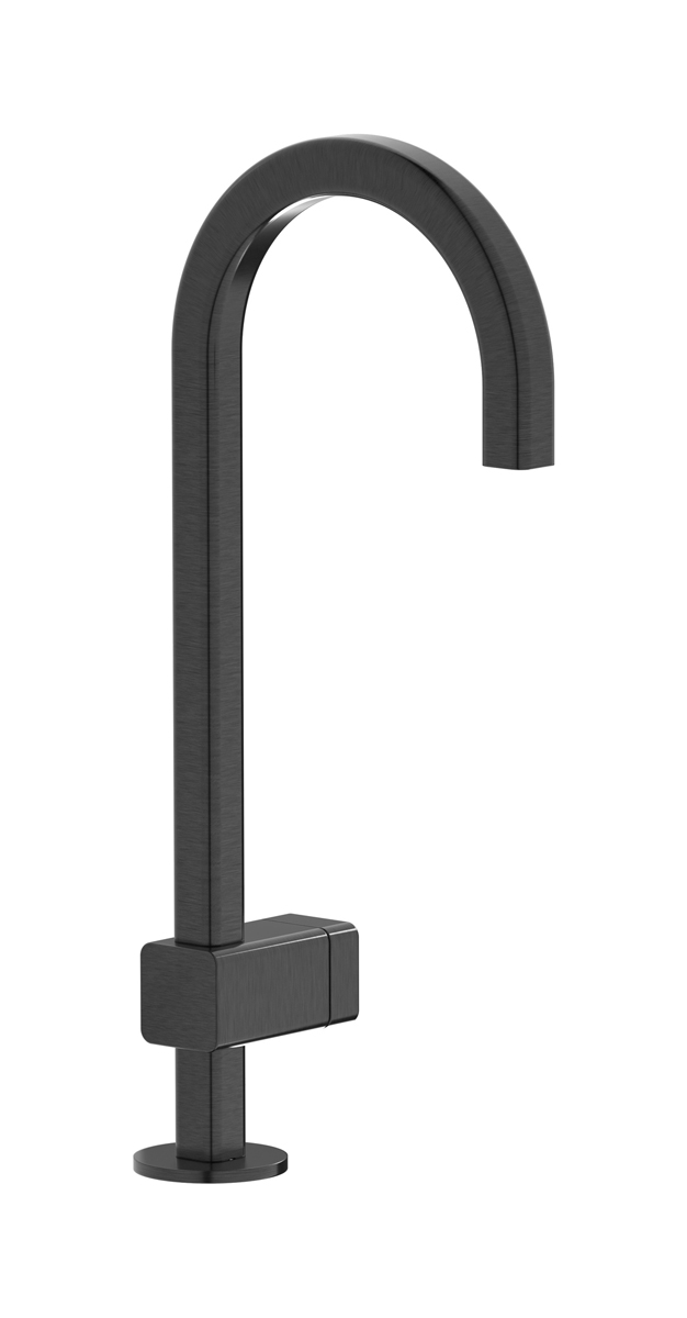 Монорычажный прогрессивный смеситель на раковину в комплекте с донным клапаном. WE ARE IB eo200cs_3 Brushed Black Chrome Elio