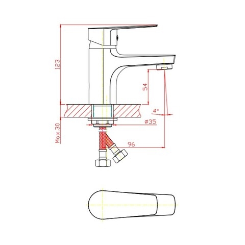 Orange Loop M26-021Gold однозахватный смеситель для раковины без донного клапана. Цвет: золото Хром sun-id-1517304 - Вид №1