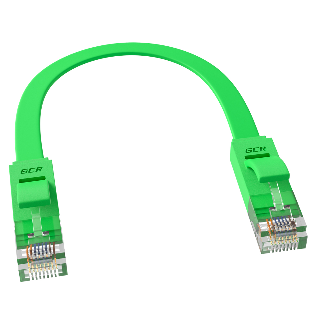 GCR-LNC625-0.15m патч-корд prof плоский прямой 0.15m, utp медь кат.6, зеленый, позолоченные контакты, 30 awg, ethernet high speed 10 гбит/с, rj45, t568b Greenconnect Santreyd  - Вид №1