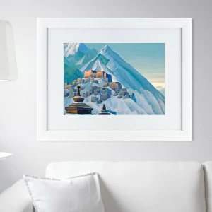 Картина в деревянной раме 47х60 см "Тибет, Гималаи, 1933г" КАРТИНЫ В КВАРТИРУ  093764 Белый;голубой;разноцветный