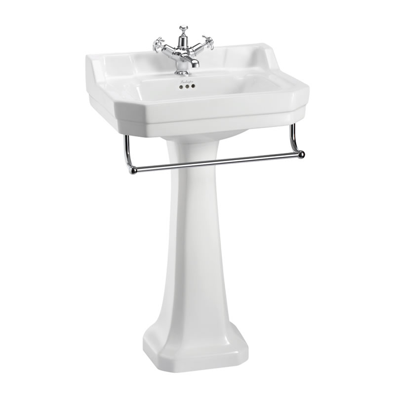 Burlington Edwardian Раковина Edwardian 56 см, вешалка для полотенец и стандартная подставка с 1 отверстием под смеситель B4 1TH P1 T1 CHR 
