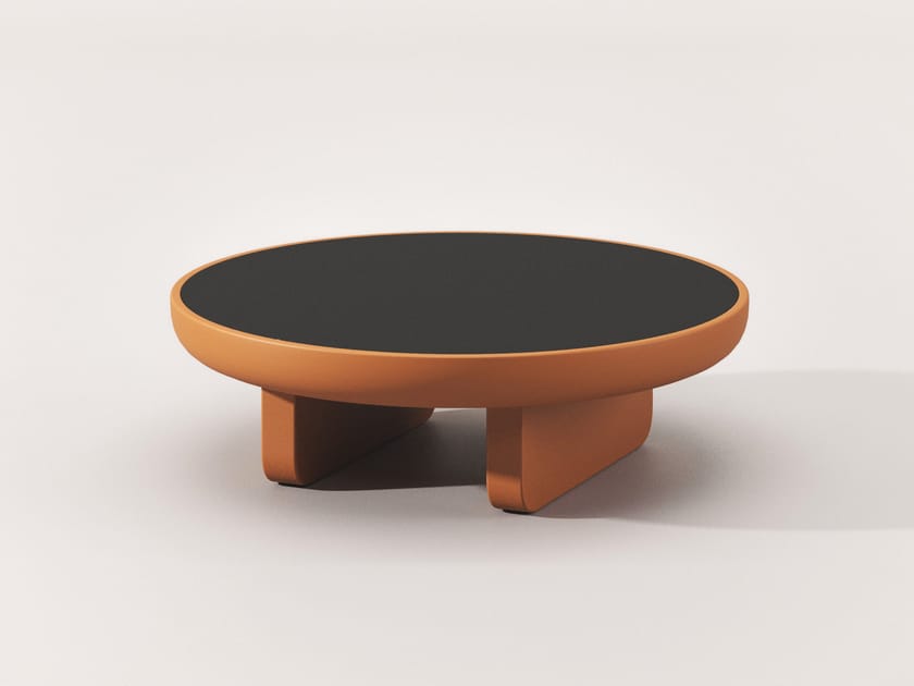 Круглый деревянный и стеклянный журнальный столик Falsasquadra Водяные лилии ARCH-00078457