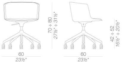 Lapalma Вращающееся кресло из ткани с регулируемой высотой на колесиках Cut S188-189 - Вид №2