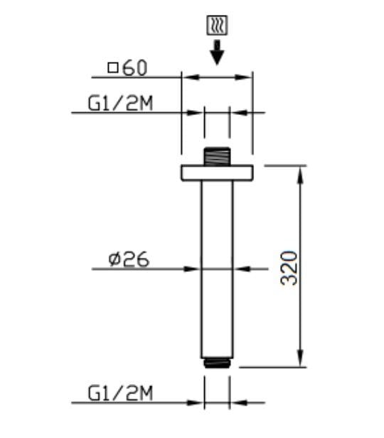 Душевая рука CARIMALI BRACCIO DOCCIA TONDO ROSONE QUADRO ARCH-00129942 - Вид №3