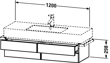 VE621501313 Тумбочка подвесная Vero #VE6215 1200 x 446 мм Американский орех, натуральный шпон Duravit - Вид №1