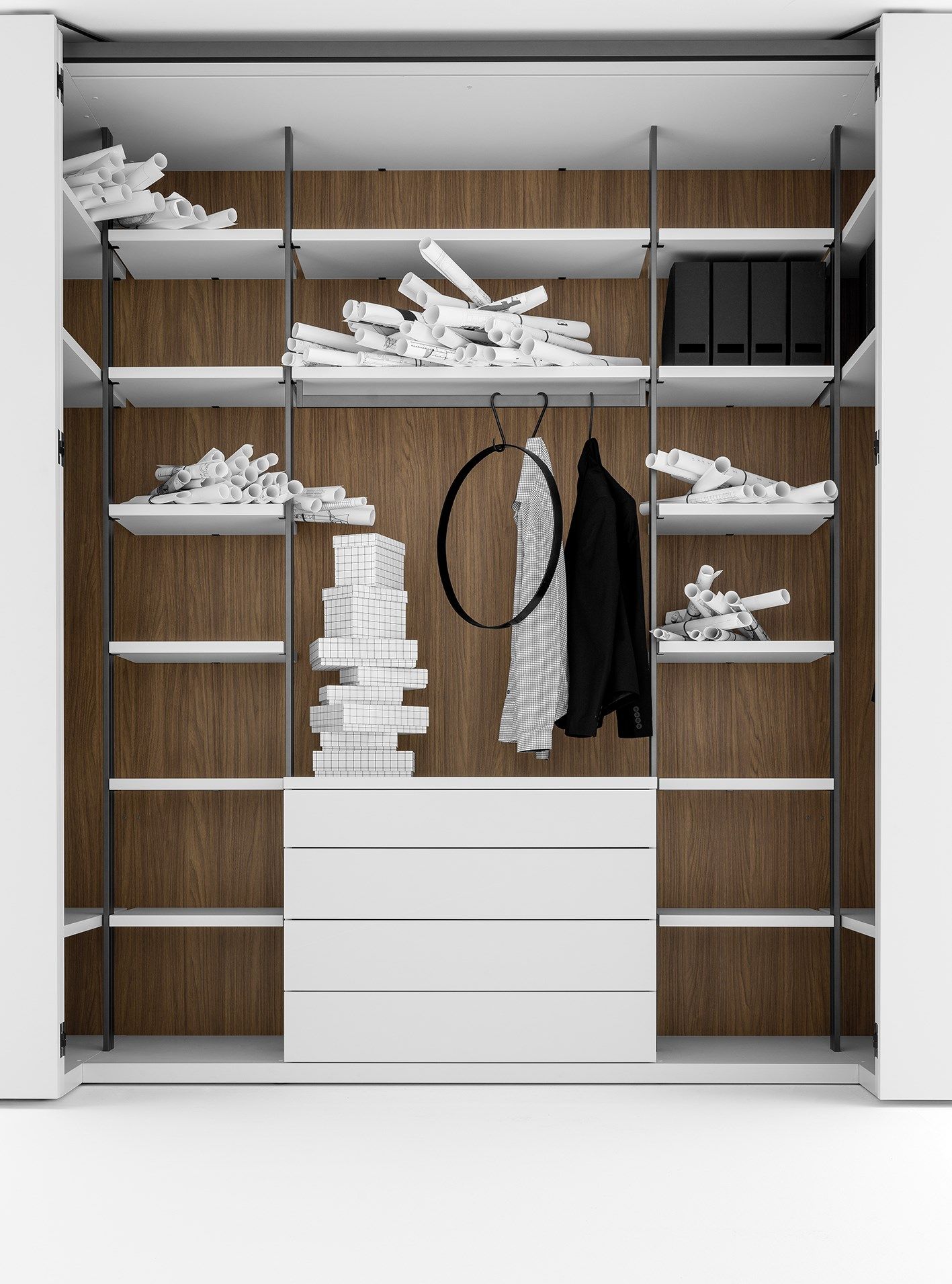 Шкаф из дерева и стекла Caccaro гардеробная ARCH-00043967 - Вид №17