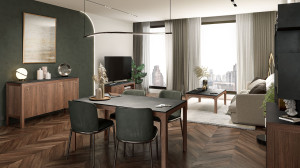 Журнальный столик из грецкого ореха с столешницей из смолы