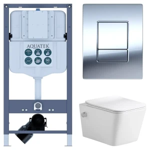 Комплект инсталляции Aquatek Pneumo N 49 с унитазом тип ободка открытый Glory клавиша Aquatek Pnn-0000002 серая