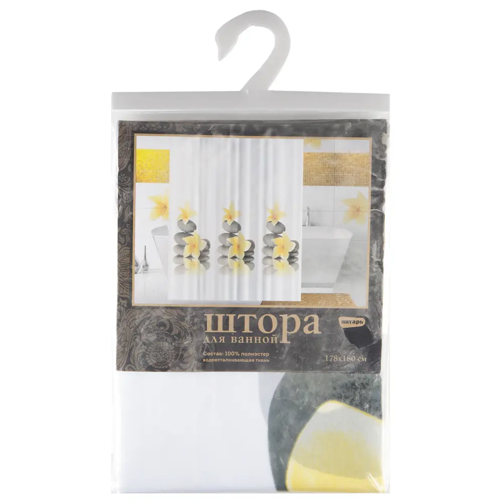 Штора для ванной комнаты «Yellow Orchid» 180х180 см цвет белый 17942504 STLM-2110457 Santreyd Без серии - Вид №3