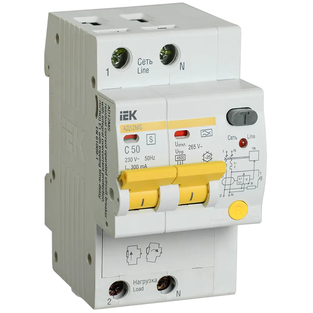 Дифференциальный автомат IEK АД12MS 2Р 50 А 300 мА 84300209 STLM-2071278 