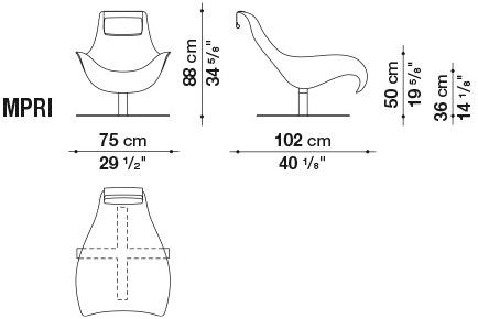 B&B Italia Кресло с обивкой из ткани с 4 спицами Mart sun-id-1380370 - Вид №2
