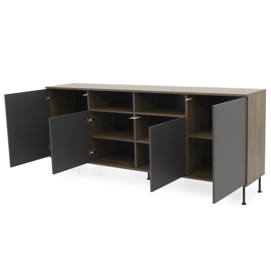 Сервант Tenzo Daxx, меламин/металл, 90х217х43 см, серо-коричневый 7176334 - Вид №4