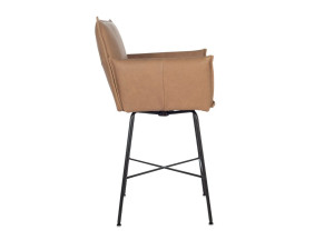 Высокий кожаный поворотный стул с подлокотниками