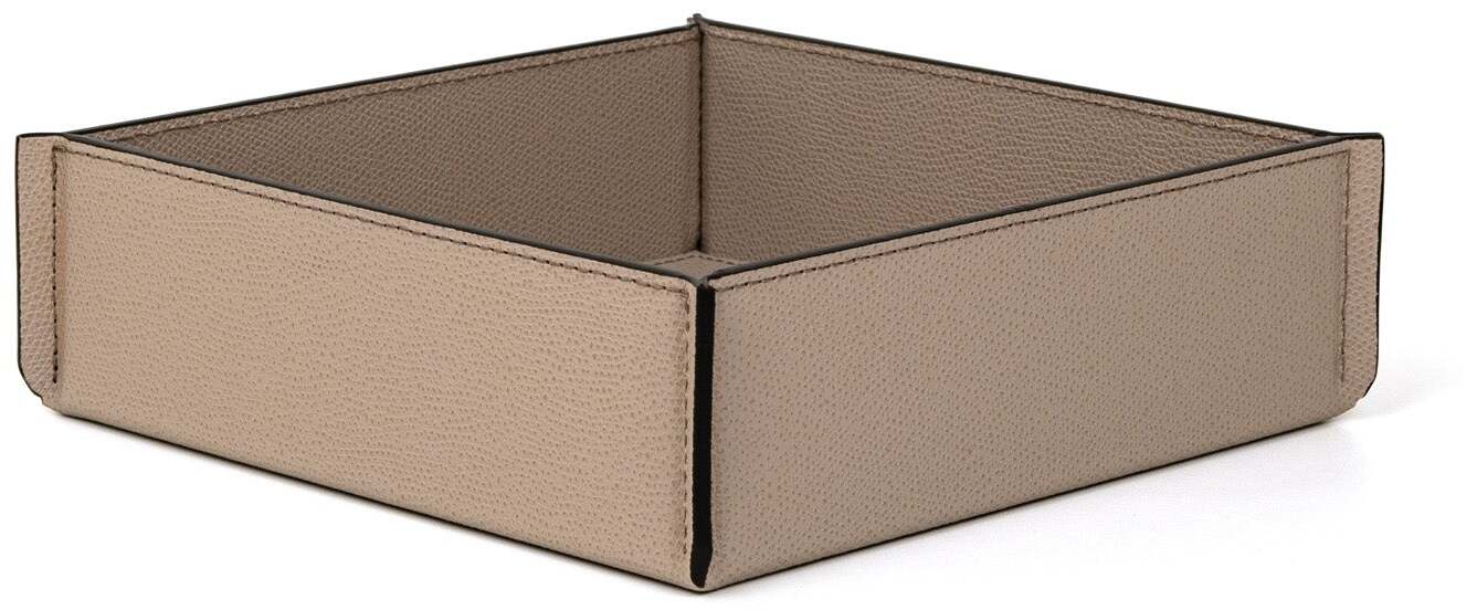 Leslie Valet Поднос - 20X20XH6 см / зернистая кожа_темно-серый