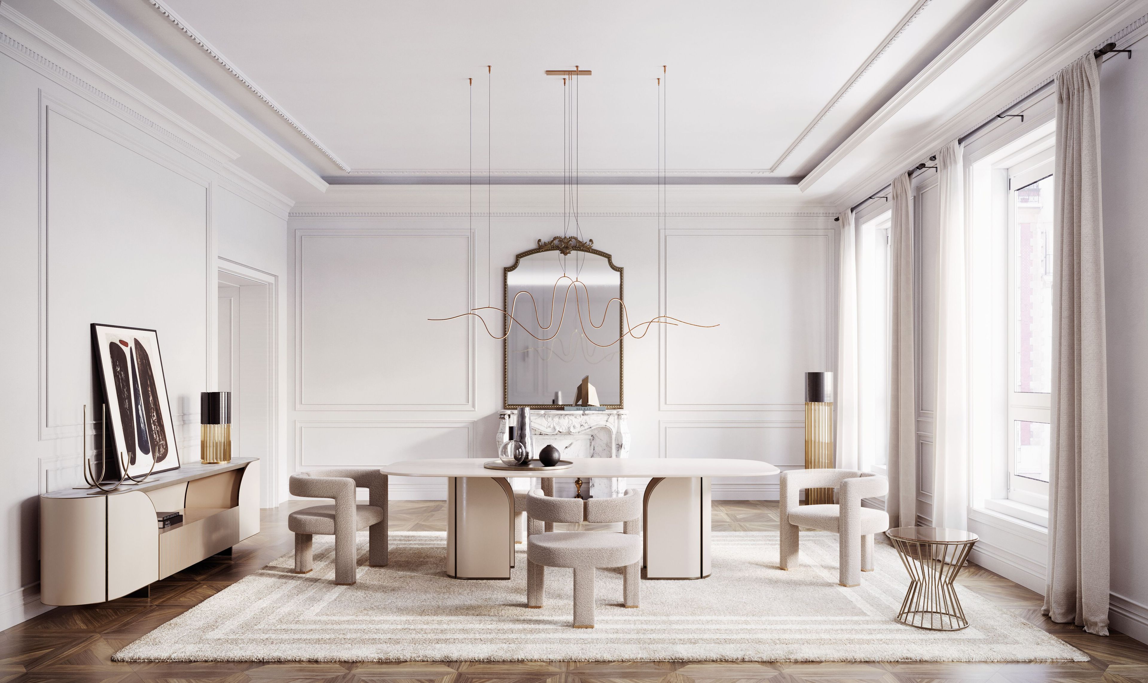 Овальный деревянный обеденный стол с кожаным покрытием Capital Collection Duna ARCH-00108589 - Вид №2